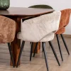 Lot de 2 chaises de repas en velours rouille et pieds métal "Sonate"