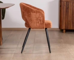 Lot de 2 chaises de repas en velours rouille et pieds métal 