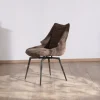Lot de 2 chaises de repas couleur chocolat et pieds métal design "Niko"