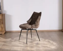 Lot de 2 chaises de repas couleur chocolat et pieds métal design "Niko"