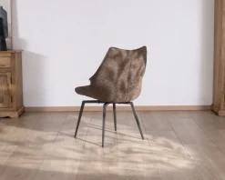 Lot de 2 chaises de repas couleur chocolat et pieds métal design "Niko"