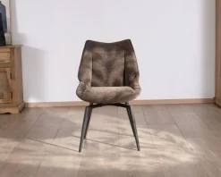 Lot de 2 chaises de repas couleur chocolat et pieds métal design 