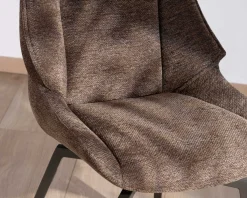 Lot de 2 chaises de repas couleur chocolat et pieds métal design 