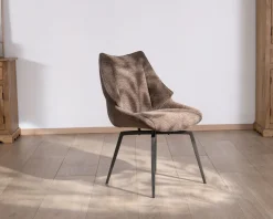 Lot de 2 chaises de repas couleur chocolat et pieds métal design 