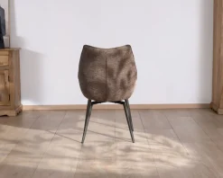 Lot de 2 chaises de repas couleur chocolat et pieds métal design 