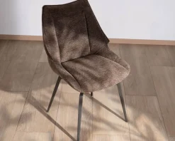 Lot de 2 chaises de repas couleur chocolat et pieds métal design 
