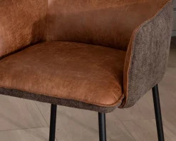 Lot de 2 chaises de repas confort "Lokka" bi-matière cognac et marron