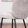 Lot de 2 chaises de repas design arrondi en tissu bouclette gris beige "Kinsac"