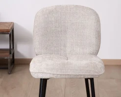 Lot de 2 chaises de repas design arrondi en tissu bouclette gris beige 