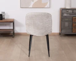 Lot de 2 chaises de repas design arrondi en tissu bouclette gris beige 