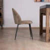 Lot de 4 chaises de repas en velours côtelé taupe esprit vintage "Bellot"