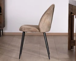 Lot de 4 chaises de repas en velours côtelé taupe esprit vintage "Bellot"