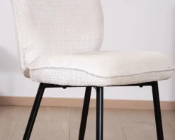 Lot de 2 chaises de repas confort style scandinave "Kinsac" en tissu bouclette blanc