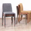 Lot de 4 chaises de repas empilables avec habillage intégral "Otto" en tissu tramé rouge