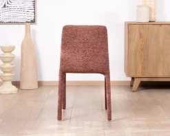 Lot de 4 chaises de repas empilables avec habillage intégral "Otto" en tissu tramé rouge