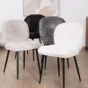 Lot de 2 chaises de repas design arrondi en tissu noir et pieds métal "Kinsac"
