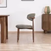 Lot de 2 chaises de repas esprit rétro en tissu tramé kaki "Arpège" pieds aspect noyer