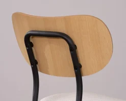 Lot de 4 chaises de repas rétro assise bois et tissu gris "Lino"