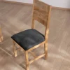 Lot de 2 chaises de repas en manguier brut "Manoha" assise tissu rembourré