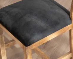 Lot de 2 chaises de repas en manguier brut "Manoha" assise tissu rembourré