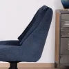 Lot de 2 chaises de repas en tissu bleu nuit "Webber" assise design et pied 4 branches pivotant en métal