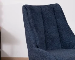 Lot de 2 chaises de repas en tissu bleu nuit 