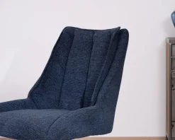 Lot de 2 chaises de repas en tissu bleu nuit 