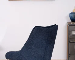 Lot de 2 chaises de repas en tissu bleu nuit 