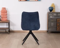Lot de 2 chaises de repas en tissu bleu nuit 