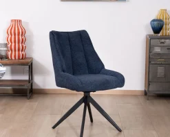 Lot de 2 chaises de repas en tissu bleu nuit 