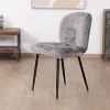Lot de 2 chaises de repas contemporaines en tissu bouclette gris ultra doux "Kinsac"