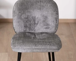 Lot de 2 chaises de repas contemporaines en tissu bouclette gris ultra doux "Kinsac"