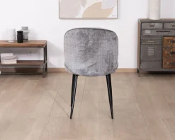 Lot de 2 chaises de repas contemporaines en tissu bouclette gris ultra doux 