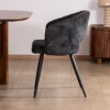 Lot de 2 chaises de repas en velours côtelé anthracite et pieds métal noir vintage "Sonate"