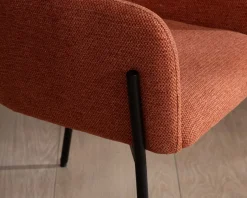 Lot de 2 chaises de repas terracotta et pieds métal style vintage "Riméno"