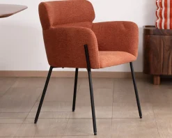 Lot de 2 chaises de repas terracotta et pieds métal style vintage "Riméno"