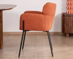 Lot de 2 chaises de repas terracotta et pieds métal style vintage 