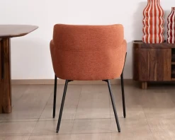 Lot de 2 chaises de repas terracotta et pieds métal style vintage 