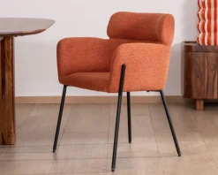 Lot de 2 chaises de repas terracotta et pieds métal style vintage 