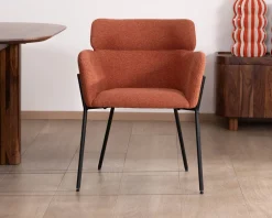 Lot de 2 chaises de repas terracotta et pieds métal style vintage 