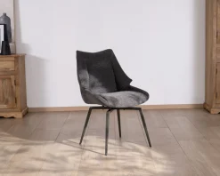 Lot de 2 chaises de repas contemporaines design "Niko" tissu anthracite