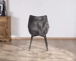 Lot de 2 chaises de repas contemporaines design "Niko" tissu anthracite