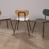 Lot de 4 chaises de repas "Lino" style rétro en tissu écru