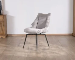 Lot de 2 chaises de repas design et enveloppantes en tissu gris clair "Niko"
