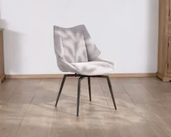 Lot de 2 chaises de repas design et enveloppantes en tissu gris clair 