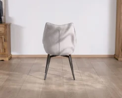 Lot de 2 chaises de repas design et enveloppantes en tissu gris clair 