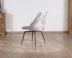 Lot de 2 chaises de repas design et enveloppantes en tissu gris clair 