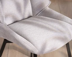 Lot de 2 chaises de repas design et enveloppantes en tissu gris clair 