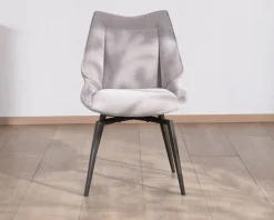 Lot de 2 chaises de repas design et enveloppantes en tissu gris clair 