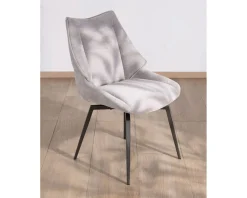 Lot de 2 chaises de repas design et enveloppantes en tissu gris clair 